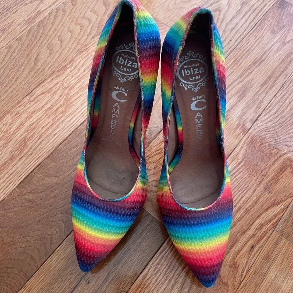 Jeffrey Campbell Rainbow Bullet Heels Size 6